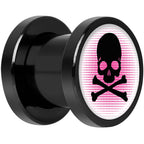 Pink Black Skull Black Anodized Screw Fit Plug Set 0G