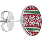 Red Green Christmas Sweater Stud Earrings