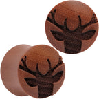 Organic Sawo Wood Holiday Antler Deer Saddle Plug Set Sizes 8mm to 25mm