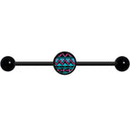14G Pink Teal Tribal Pattern Black Industrial Barbell 37mm