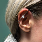 Clear Gem Rhombus Illusion Non Pierced Industrial Barbell
