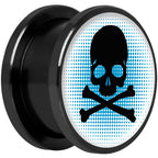 Blue Black Skull Black Anodized Screw Fit Plug Set 5/8