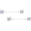 13/16 925 Silver Clear Gem Bioplast Round Solitaire Nipple Ring Set