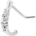 20G Clear CZ Gem Faux Hoop L Shaped Nose Ring