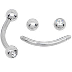 16G 5/16 CZ Gem Internally Threaded Curved Eyebrow Ring Pack Set of 8